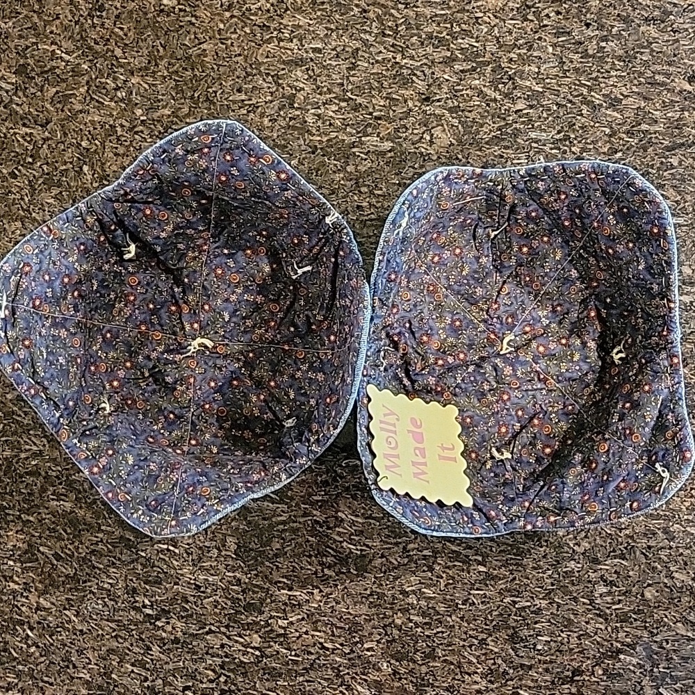 SEASON END SPECIAL Floral 2 Cozies Upcycled Blue Denim Jeans Hand Crafted XL